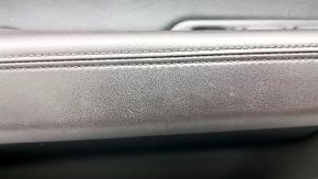 Front left door panel for Mazda CX-5 17-23, black, brown leather armrest, trim with chrome molding under wood, BOSE, worn, needs cleaning