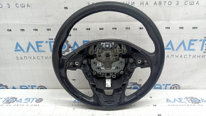 Steering wheel bare Lincoln MKZ 13-20 black leather, scratches, stitching is torn, worn