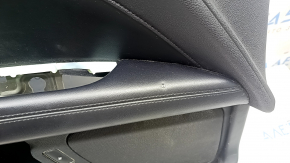 Door trim, front left card, Lincoln MKZ 17-20, black with black leather insert, black leather armrest, aluminum insert, under the tweeter, with backlight, with a handle, with buttons for central locking, seat memory and opening the fuel filler flap, bumps, scratches