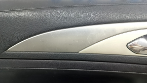 Door trim, front left card, Lincoln MKZ 17-20, black with black leather insert, black leather armrest, aluminum insert, under the tweeter, with backlight, with a handle, with buttons for central locking, seat memory and opening the fuel filler flap, bumps, scratches