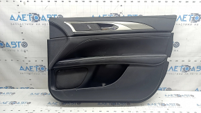 Door trim, front right card, Lincoln MKZ 17-20, black with black leather insert, black leather armrest, aluminum insert, under the tweeter, with illumination, with a handle, with central lock buttons, butt, for dry cleaning