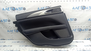 Door trim, rear left card, Lincoln MKZ 17-20, black with black leather insert, black leather armrest, aluminum insert, under the tweeter, with a handle, fabric tear, armrest needs dry cleaning, leather has turned white