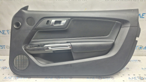 Door trim card front right Ford Mustang mk6 18-20 black, insert black fabric, armrest black leather, with handle, scratches, dent