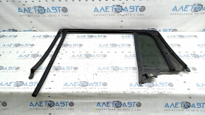 Triangle door glass with glass seal, rear right Jeep Grand Cherokee WL 22-24, tinted with molding, chrome, dent on molding