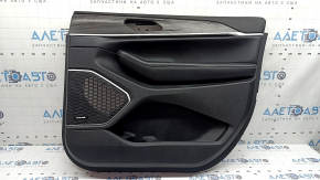 Door trim panel front right complete Jeep Grand Cherokee WL 21-26 black, ALPINE, armrest and insert black leather, white stitching, wood insert, chrome, scratches