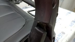 Right rear seat back, 2nd row, Jeep Grand Cherokee WL 22-24, black leather, gray stitching, heated, fabric tear on the back, cracked plastic