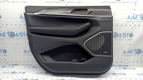 Door trim panel front left complete Jeep Grand Cherokee WL 21-26 black, ALPINE, with backlight, black leather insert, black nappa leather armrest, gray stitching, wood molding with chrome, scratches
