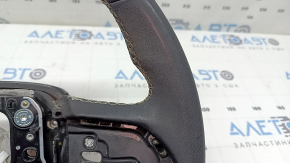 Naked steering wheel for Jeep Grand Cherokee WL 21-24, black leather, heated, gray stitching, with rear trim and signal plate, needs cleaning, scratches