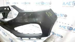 Front bare bumper Ford Edge 19-24 without parking sensors, graphite, scratches, punctured, non-factory holes, cracked, bump