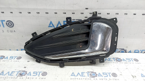 Left front bumper grille for Ford Edge 22-24 without fog lights, gloss black with chrome molding, chips