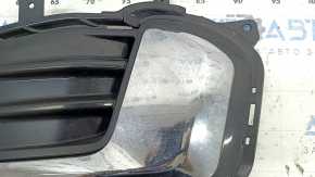 Left front bumper grille for Ford Edge 22-24 without fog lights, gloss black with chrome molding, chips