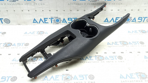 Center console trim with cup holders Toyota Venza 21-24, black leather, with backlight, scratches