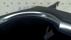 Center console trim with cup holders Toyota Venza 21-24, black leather, with backlight, scratches