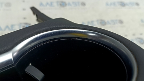 Center console trim with cup holders Toyota Venza 21-24, black leather, with backlight, scratches