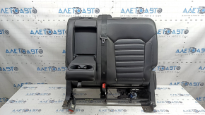Backrest of the rear row of seats, 2nd row, left, Ford Edge 15-24, black leather, electric folding, with armrest, with black belt