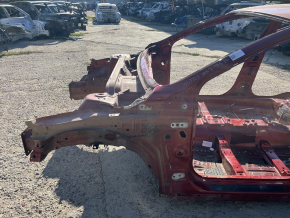 Front left quarter panel of Lincoln MKZ 13-20 hybrid on the body, red, dent