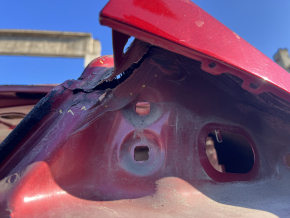 Lincoln MKZ 13-20 rear right quarter wing on the body, red, dents, bumps, torn at the seam, non-factory hole