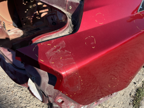 Lincoln MKZ 13-20 rear right quarter wing on the body, red, dents, bumps, torn at the seam, non-factory hole