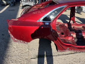 Lincoln MKZ 13-20 rear right quarter wing on the body, red, dents, bumps, torn at the seam, non-factory hole