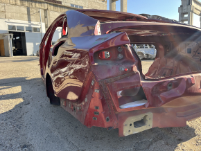 Lincoln MKZ 13-20 rear left quarter wing on the body, red, dents, torn at the seam, non-factory holes