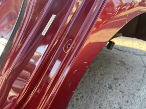 Lincoln MKZ 13-20 rear left quarter wing on the body, red, dents, torn at the seam, non-factory holes