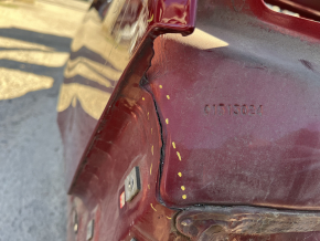 Lincoln MKZ 13-20 rear left quarter wing on the body, red, dents, torn at the seam, non-factory holes