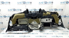 Front dashboard without AIRBAG Toyota Prius 50 Prime 17-22 black for a large display, non-standard holes, pokes, cracks in the fasteners