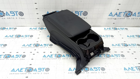 Rear console armrest and cup holders Toyota Prius 50 Prime 17-19 black leather, scratches