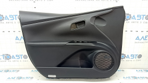 Door trim, front left, Toyota Prius 50 Prime 17-22, black, black leather insert, black leather armrest, with trim and window lift control, worn
