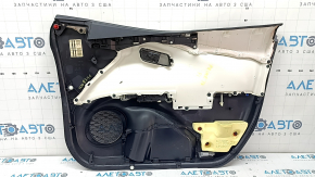 Door trim, front left, Toyota Prius 50 Prime 17-22, black, black leather insert, black leather armrest, with trim and window lift control, worn