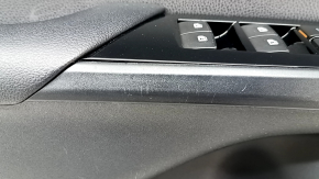 Door trim, front left, Toyota Prius 50 Prime 17-22, black, black leather insert, black leather armrest, with trim and window lift control, worn