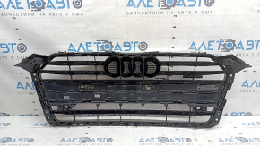 Radiator grille assembly Audi A5 F5 18-19 black gloss + chrome, scratch on chrome, cracked chrome