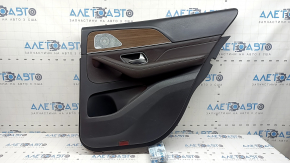 Door trim panel rear right complete Mercedes W167 GLE 20-25 dark gray, insert and armrest brown leather, wood molding, Burmester, without curtain, scratches