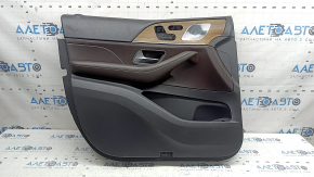 Door trim panel front left complete Mercedes W167 GLE 20-25 dark gray, insert and armrest brown leather, molding under the tree, with handle, Burmester, scratches, broken glass of the lamp