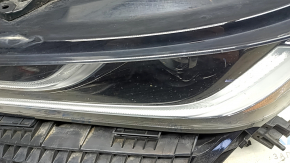 Left front headlight Toyota Venza 21-24 XLE Limited lens, with mount, sand, broken mounts, crack, yellow LED