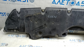The front bumper guard for Toyota Venza 21-24 is dented, worn, and the mount is broken