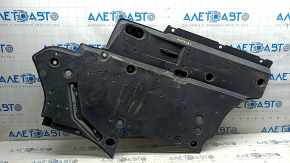 The front left underbody protection of Toyota Venza 21-24 is dented and worn
