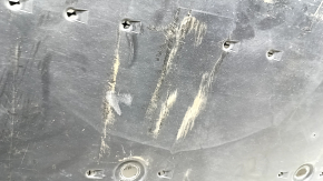 The front left underbody protection of Toyota Venza 21-24 is dented and worn