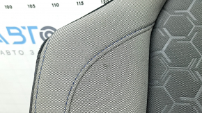 Rear seat cushion 2nd row Subaru Forester 25-26, dark gray + light gray fabric, blue stitching, needs cleaning, torn, wrinkled