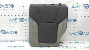 Back of rear row of seats 2nd row left Subaru Forester 25-26 dark gray + light gray fabric, blue stitching, needs cleaning, wrinkled