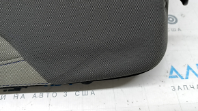 Back of rear row of seats 2nd row left Subaru Forester 25-26 dark gray + light gray fabric, blue stitching, needs cleaning, wrinkled