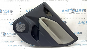 Subaru Forester 25-26 rear right door panel, black with gray fabric insert, gray rubber armrest, needs cleaning, scratch