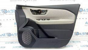 Door trim, front right card, Subaru Forester 25-26, black with gray fabric insert, gray rubber armrest, scratch