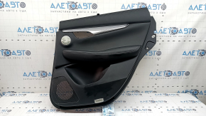 Door trim card rear right Infiniti QX50 19-25 black, insert black leather, armrest black leather, gray stitching, molding silver, with curtain, BOSE, with button, scratches