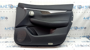 Door trim card front right Infiniti QX50 19-22 black, insert black leather, armrest black leather, gray stitching, molding silver, Bose, scratches