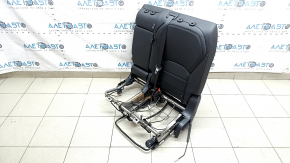 Backrest of the rear row of seats, 2nd row, left, complete, Infiniti QX50 19-21, black leather with perforation, with seat belt, without headrest
