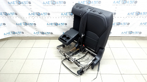 Backrest of the rear row of seats, 2nd row, left, complete, Infiniti QX50 19-21, black leather with perforation, with seat belt, without headrest