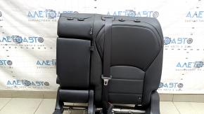 Backrest of the rear row of seats, 2nd row, left, complete, Infiniti QX50 19-21, black leather with perforation, with seat belt, without headrest
