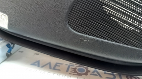 Door trim, rear left Infiniti QX50 19-22, black with black leather insert, black leather armrest, with curtain, BOSE, silver molding, with button, bumps, scratches