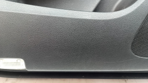 Door trim, front left Infiniti QX50 19-22, black with black leather insert, black leather armrest, BOSE, with backlight, silver molding, with buttons, scratches, nicks